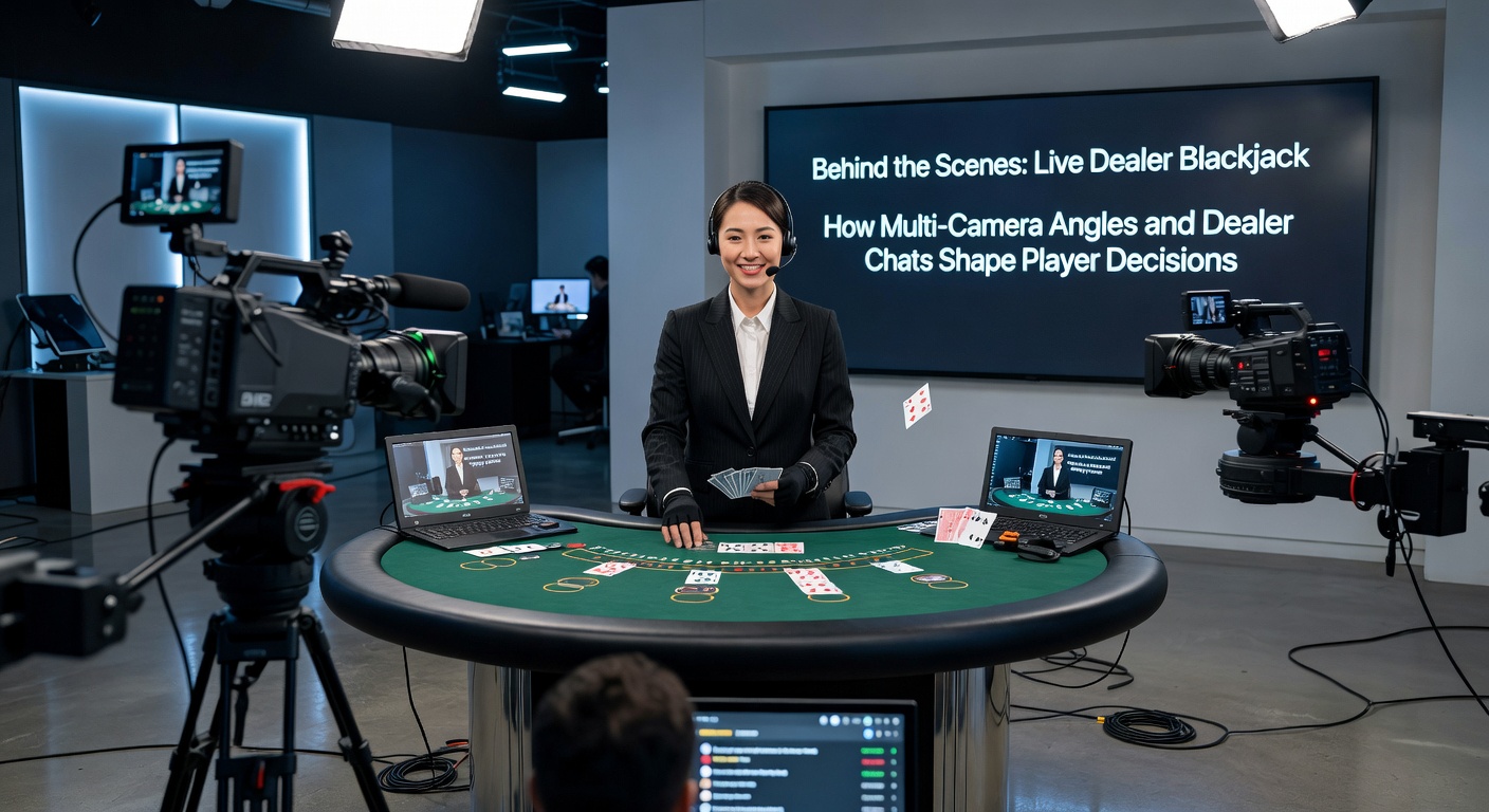 Live Dealer Blackjack Studio mit mehreren Kameras, die den Tisch, Karten und Dealer einfangen