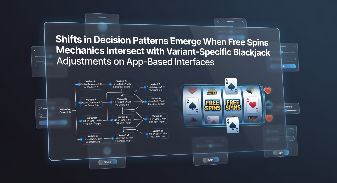 App-Interface zeigt Free-Spins-Symbole neben Blackjack-Varianten auf einem mobilen Bildschirm